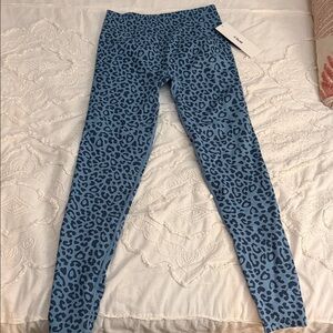 Blue Leopard Print High-Rise Leggings
